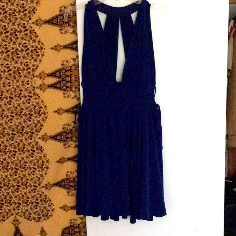 Blue summer semi-backless dress.